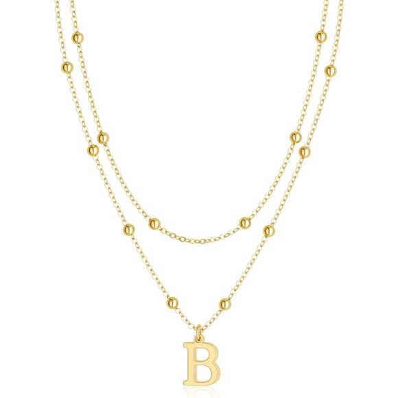 Elegant 14K Gold Plated Initial Necklace with Lobster Clasp - Jewelry Gift - Picture 1 of 9